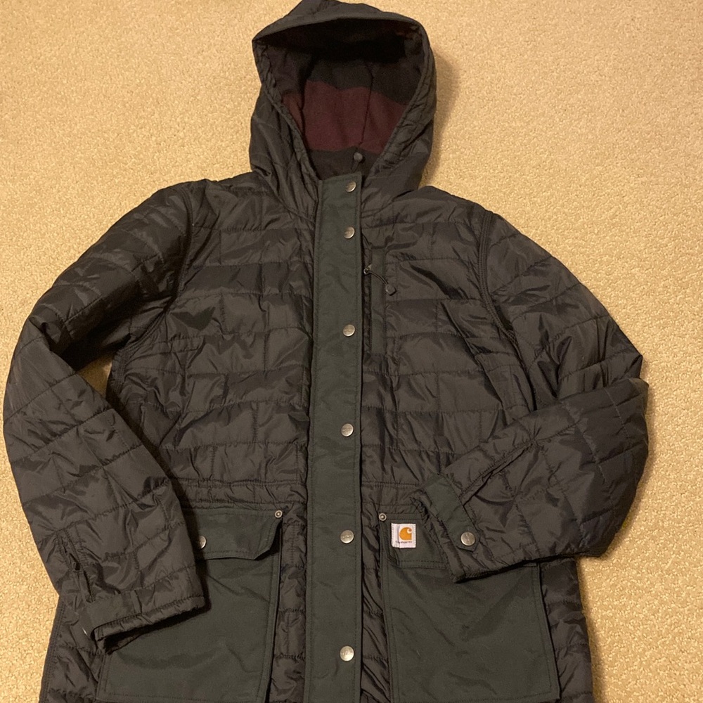 Women’s black Carhartt Amoret long coat size medium 8/10 in great condition